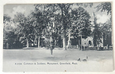 Greenfield MA Common & Soldiers Monument c1900s Undivided Back Postcard picture