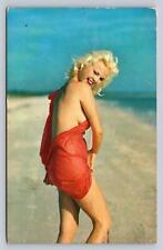 Soaked Beach Dress Risque Pinup Blonde Beauty Pretty Girl Vintage Plastichrome picture