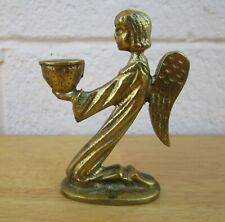 VTG Austria Brass Kneeling Angel Figurine Candle Holder, Handmade Xmas Religious picture