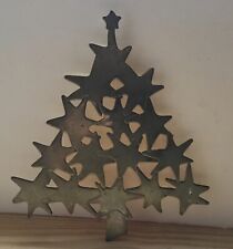Vintage 1980s Silver Metal Holiday Christmas Tree Shape Trivet 10.25