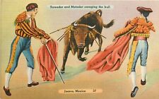 DB Mexico Postcard O099 Toreador and Matador Enraging the Bull Juarez Bullfight picture