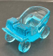 Lg Wright Glass Aqua Carriage Buggy Ashtray  3.5 x 2 x 2” picture