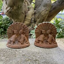 Antique 20’s Cast Iron Bookends Oriental Wedding Thai Siam Kissing Lovers 4.75” picture