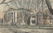 Hand-Colored Postcard Douglas WY Converse County Court House, Sheriffs Residence picture