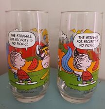 Vintage  CAMP SNOOPY GLASSES Peanuts Charlie Brown McDonald's 16 oz Set of 2 picture