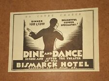 Antique 1920's Bismark Hotel - Chicago - Art Deco Dine & Dance - 1929 AD LOT picture
