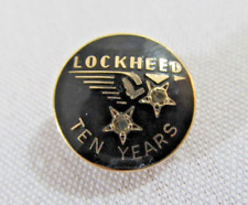 Vintage 10k Gold Enamel Diamond LOCKHEED 10 Years Lapel Hat Tie Service Pin 5/8