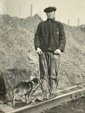 AxF) Found Photograph On Guard Look Out Train Tracks Dog 1920's-30's picture