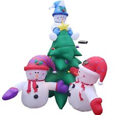 Gemmy Inflatadble 8ft Christmas Tree Snowmen Light Up Airblown Blow Up picture
