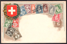 Switzerland Postcard Unused, Ottmar Zieher Series No. 7 Stamps of Late 1800s picture
