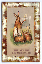 Postcard With Best Easter Wishes Rabbit Teacher Human-Like Anthropomorphic picture