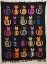 Vintage Weaved Cat Pattern Tapestry Rug Mat Wall Art Native Southwest 29