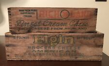 Set of 2 Vintage Wooden Cheese Boxes - Elgin and Richland Cream Cheese picture