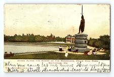 Scene Along The Shore Of The Reservoir Druid Hill Park Baltimore MD VTG Postcard picture