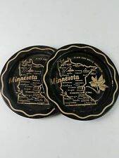 Minnesota Souvenir Round Black Metal Coasters 2 Pieces picture