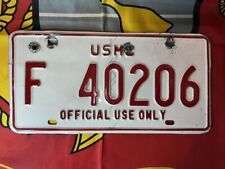 US Marine Corps USMC Vintage Military License Plate NOT FOR SALE F-40206 RARE picture