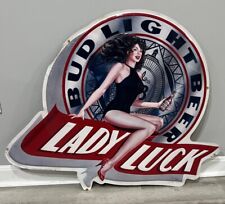 Vintage Bud Light Lady Luck Beer Tin Metal Sign Anheuser Busch Budweiser 35x30  picture