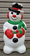Vintage Grand Venture Snowman Christmas Green Scarf Lighted Blow Mold 30” WORKS picture