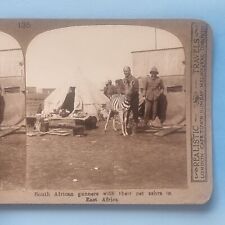 WW1 Stereoview Card RP 3D C1916 Tanzania East Africa Southern Troops Pet Zebra picture