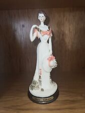 Marlo Collection Vtg Resin Victorian Lady with Hat Dressed Up Pedestal 8” picture