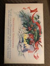 Vintage Postcard “Christmas Greetings, Merry Holly Berry” c1910s picture