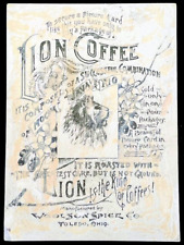 1891 Antique EASTER Card Victorian Trading Advertising Woolson Spice Lion Coffee picture