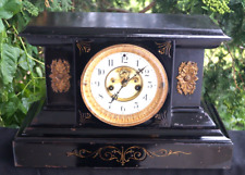 Antique 1880s Waterbury CAST IRON Mantle Clock - RUNS - Video - Open Escapement picture