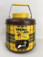 Vintage TARTAN JUG Insulated Metal Picnic Cooler - Yellow Plaid - 1950's Poloron picture