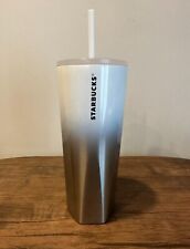 Starbucks metal and white shimmer ombre tumbler- new 24oz. picture