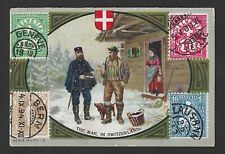 c1910's Best Light Trade Card - Mail Carriers & Stamps - Switzerland - Canton OH picture