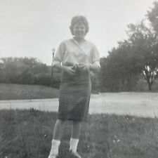 A6 Photograph 1961 Pretty Woman Holding Old Camera  picture