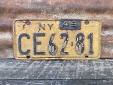 Vintage 1948 1949 New York License Plate Rusted Aged Patina Old Car Vintage Tag picture