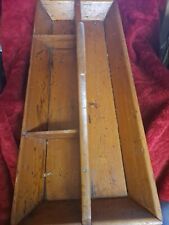 Mid-Late 19th C ANTIQUE PRIMITIVE LONG DIVIDED WOOD TOOL BOX/Rustic/Vintage picture