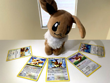 Pokemon Eevee Plush 8 Inch With Five Eevee Pokemon Cards picture