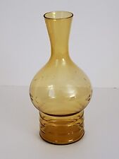 Vintage Amber Small Bud Glass Vase With Design Etched In Glass (8