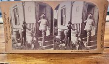 Antique Stereoview Card Keystone EVERY KISS HAS ITS STING Man to hit couple kiss picture