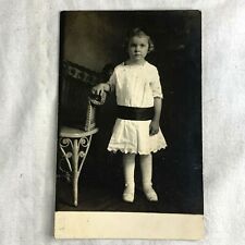 Young Girl Real Photo Postcard RPPC Standing Studio Posed Early 1900s Vintage picture