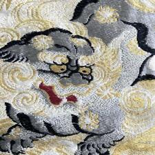 Japanese Antique Nagoya Obi Crane Karajishi Weave Full Pattern Taisho Pure Silk  picture