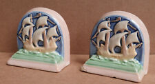 Vintage Multi Colored California Tile Spanish Galleon Bookends, Cal Art Tile? picture