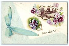 1910 Best Wishes Flowers House Scene Embossed St. Joseph Illinois IL Postcard picture