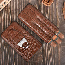 Cigar Case with Cutter Cigar Travel Case 3-Finger Leather Cigar Carrying Case picture