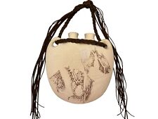 Vintage 1993 Signed Native American Two Finger Wall Pocket Canteen Horse Chief picture
