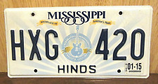 2015 Mississippi Music License Plate # HXG-420  HIGH TIMES picture