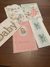 Vintage Baby Shower Cards Lot Used 1950’s And 60’s. Great For Junk Journals picture