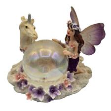 Vintage 1990s Fairy Fantasy by Regency Figurine Unicorn Magic Crystal Ball picture