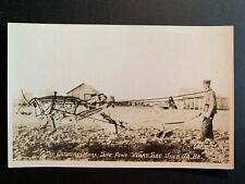 RPPC Postcard Exaggeration - Grasshopper Pulling a Farmers Plow picture