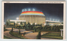 Postcard 1933 Chicago World's Fair Ford Exposition Bldg. at Night in Chicago, IL picture
