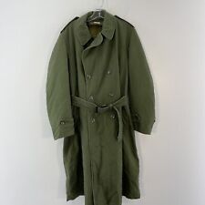 VTG M-1950A US Army Olive Green Wool Lined Field Overcoat Trench Coat Mens M picture