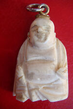OLD ANTIQUE 1930's HAND CARVED Buddha Pendant Happy Buddha Figure picture