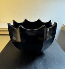 Vtg Indiana Glass Black Amethyst Glass Umbrella Shaped Bowl-MCM picture